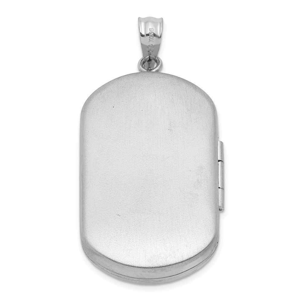 Sterling Silver Rhodium Plated Satin/polished Epoxy Flag 30x19mm Locket