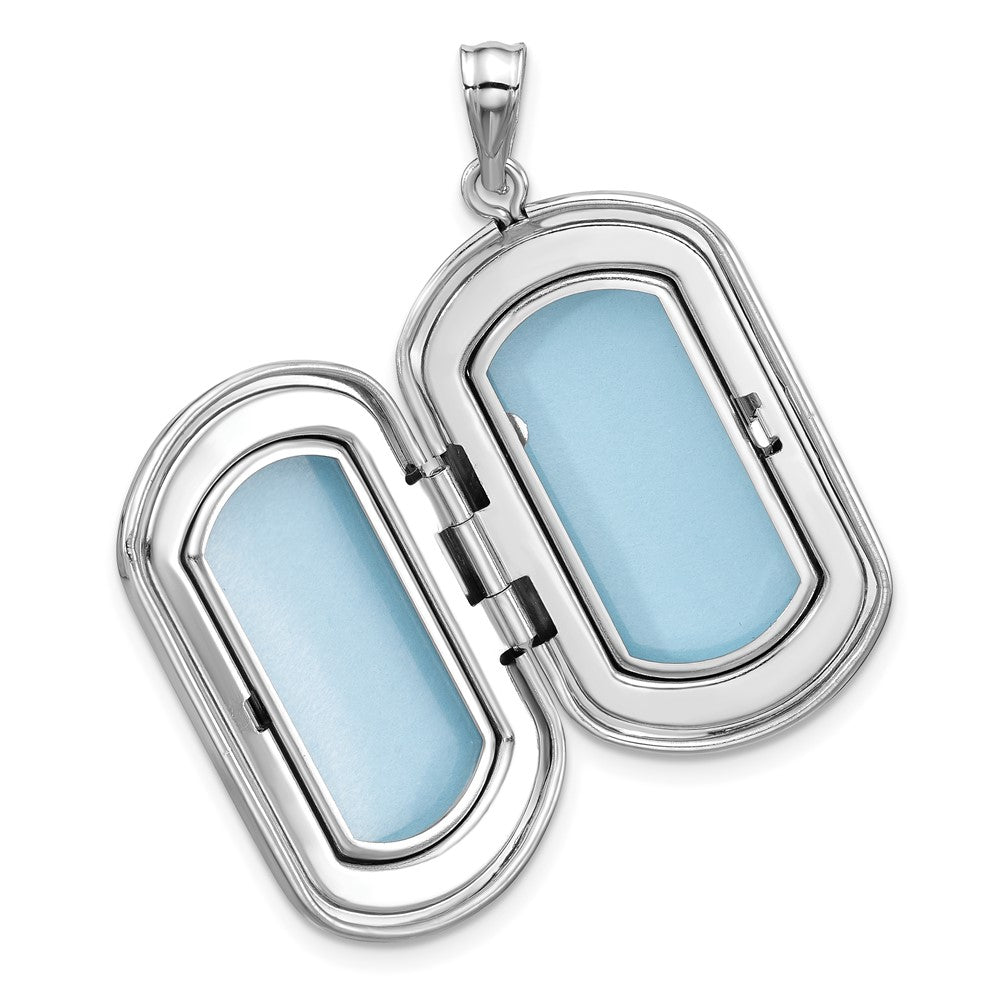Sterling Silver Rhodium-Plated Tree of Life 30x19mm Rectangle Locket
