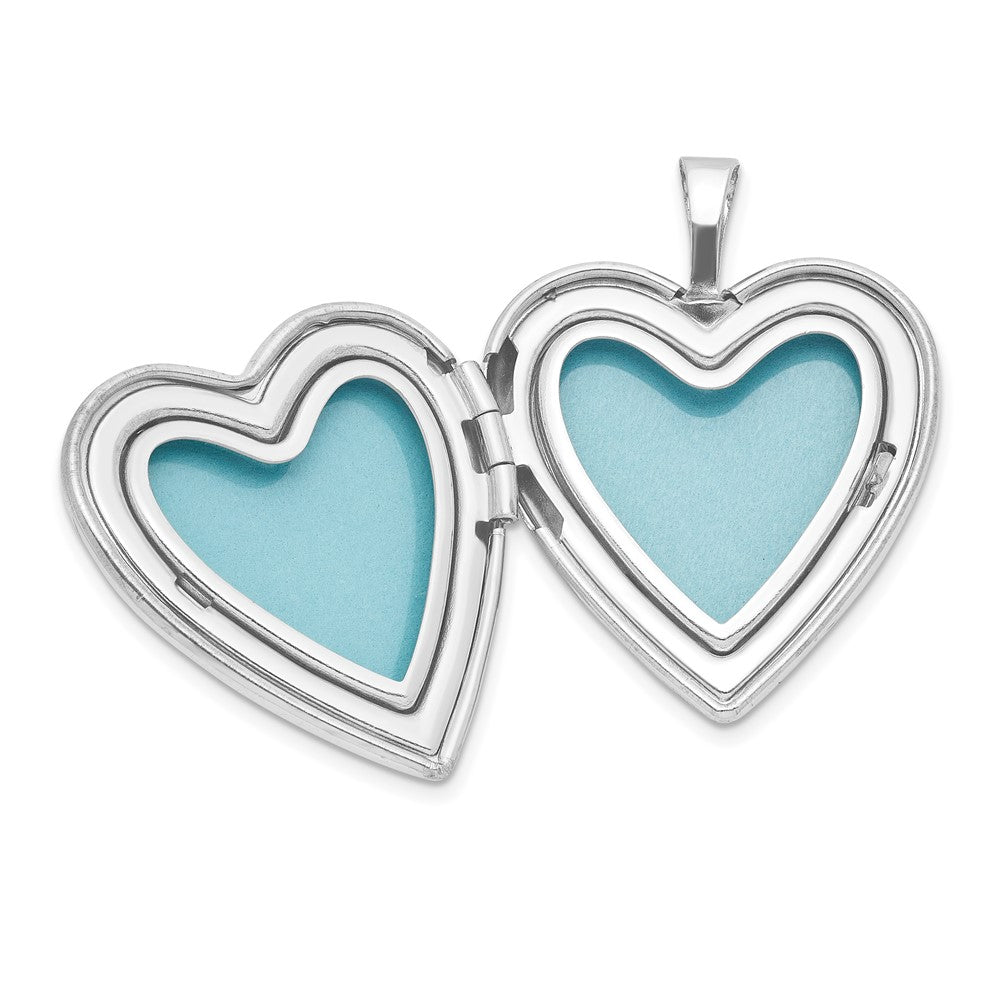 Sterling Silver Rhodium Plated Heart 20mm and 12mm Locket/pendant Set