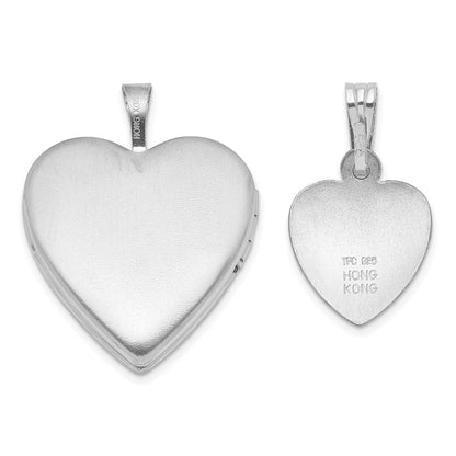 Sterling Silver Rhodium Plated I Love You... 20mm/12mm Locket/pendant Set