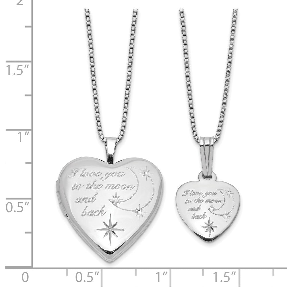 Sterling Silver Rhodium Plated I Love You... 20mm/12mm Locket/pendant Set