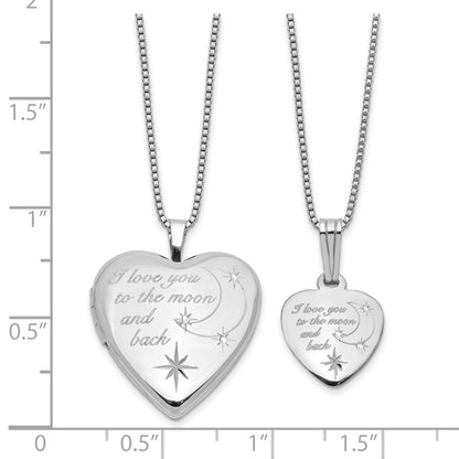 Sterling Silver Rhodium Plated I Love You... 20mm/12mm Locket/pendant Set