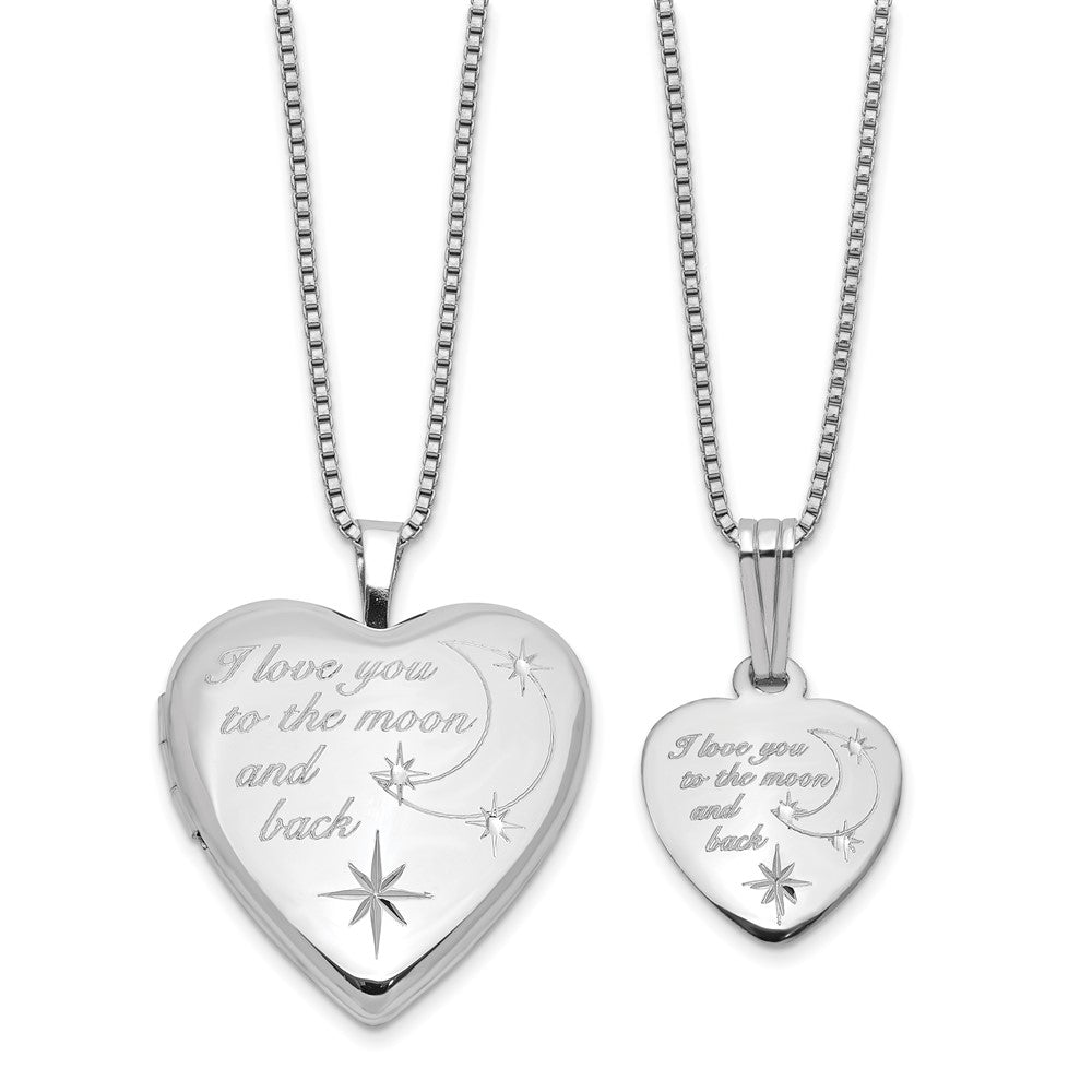 Sterling Silver Rhodium Plated I Love You... 20mm/12mm Locket/pendant Set