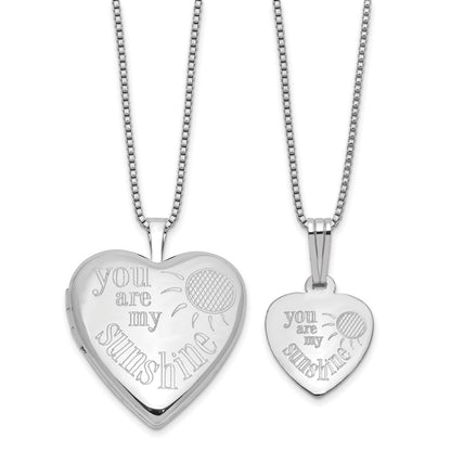 Sterling Silver Rhodium Plated You Are My... 20mm/12mm Locket/pendant Set