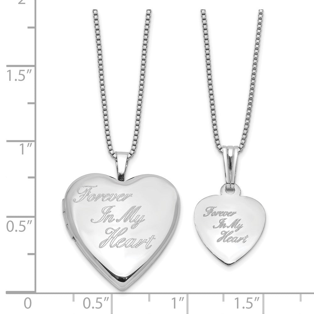 Sterling Silver Rhodium Plated Forever 20mm/12mm Locket/pendant Set