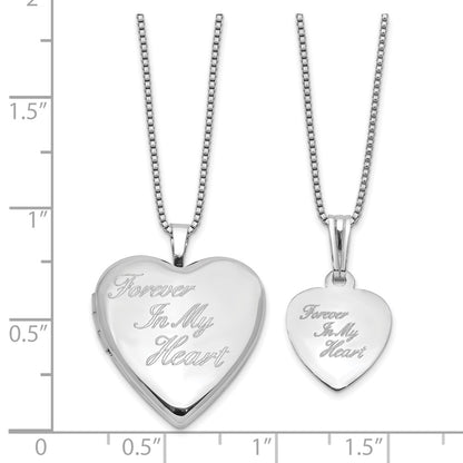 Sterling Silver Rhodium Plated Forever 20mm/12mm Locket/pendant Set