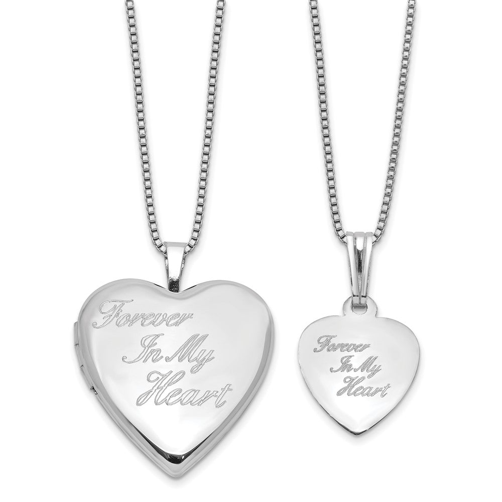 Sterling Silver Rhodium Plated Forever 20mm/12mm Locket/pendant Set