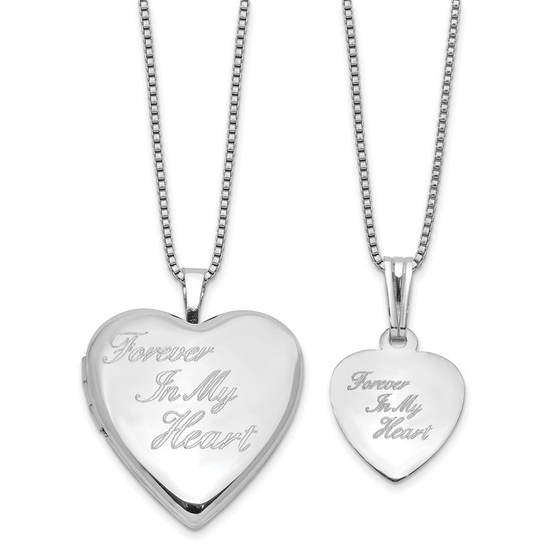 Sterling Silver Rhodium Plated Forever 20mm/12mm Locket/pendant Set