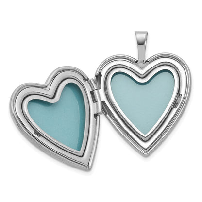 Sterling Silver Rh-Pl Brushed Diamond and Dolphins 20mm Heart Locket