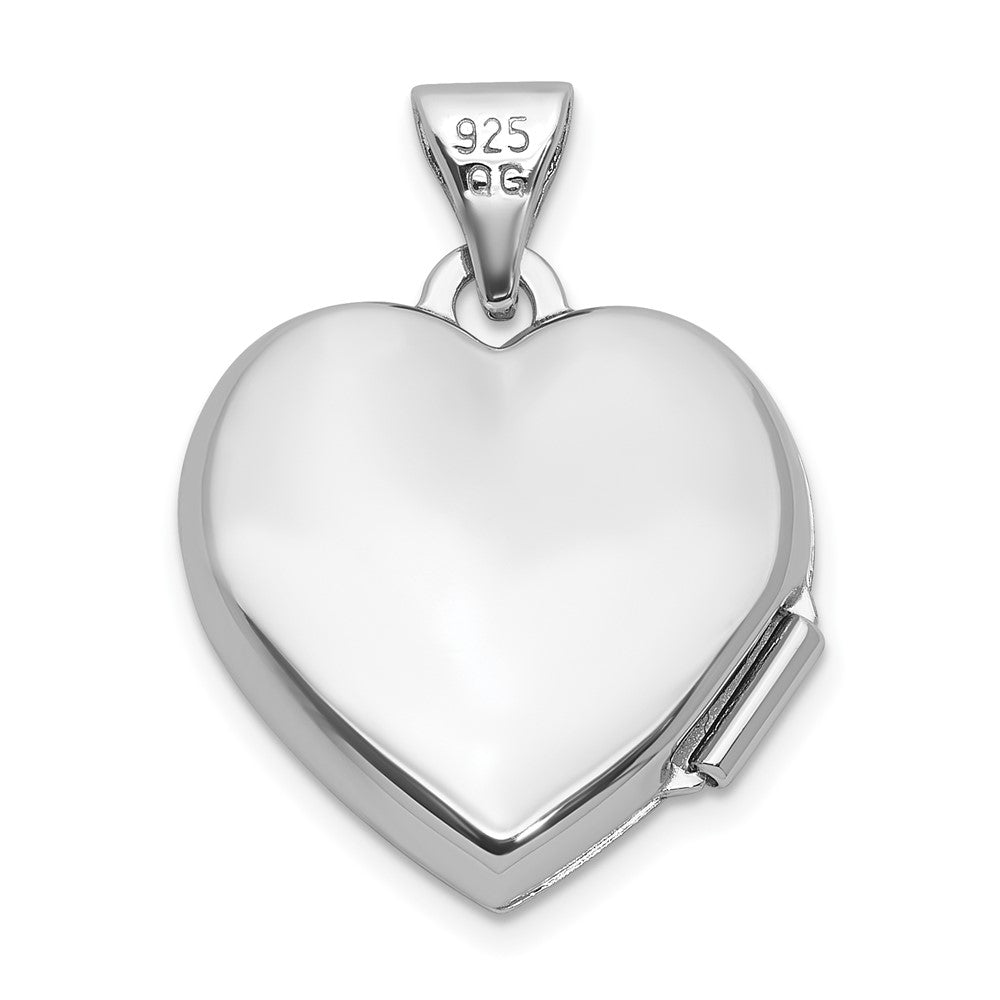 Sterling Silver Rhodium-Plated Diamond Infinity 15mm Heart Locket