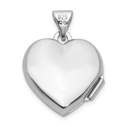 Sterling Silver Rhodium-Plated Diamond Infinity 15mm Heart Locket