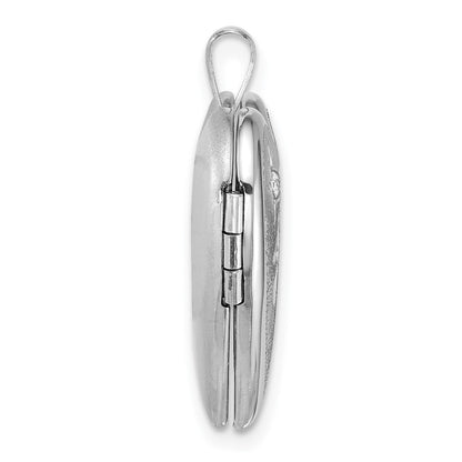 Sterling Silver Rh-Pl Brushed and Polished Diamond and Angel 20mm Heart Locket