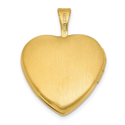 Sterling Silver Gold-Plated Brushed and Polished Cross 16mm Heart Locket