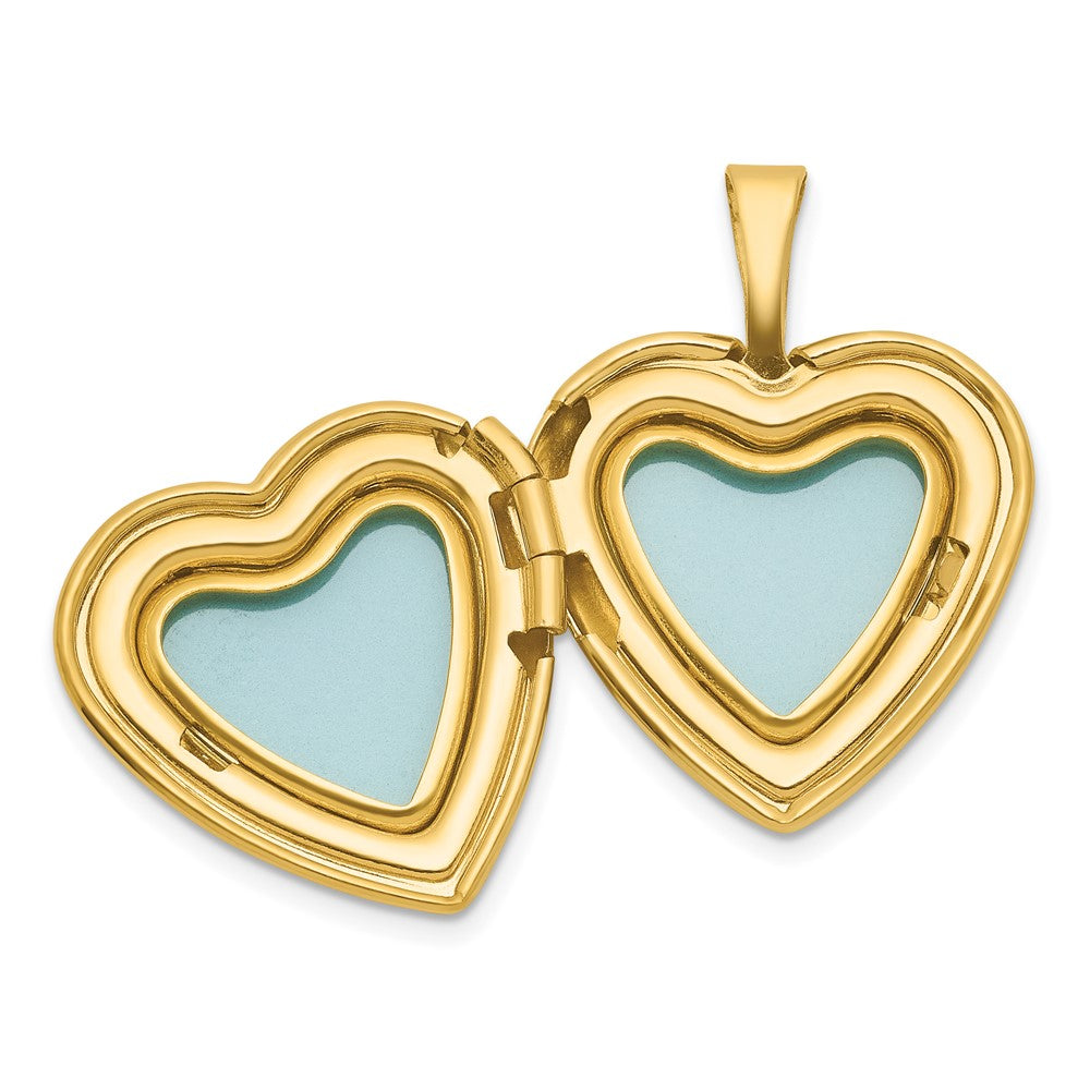 Sterling Silver Gold-Plated Brushed and Polished Cross 16mm Heart Locket