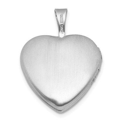 Sterling Silver Rh-Pl Brushed Fancy Cross 16mm Heart Locket