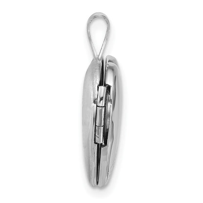 Sterling Silver Rh-Pl Brushed and Polished 16mm Heart Locket