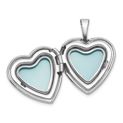 Sterling Silver Rh-Pl Brushed and Polished 16mm Heart Locket