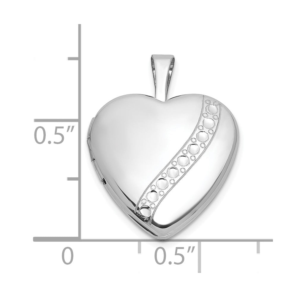 Sterling Silver Rh-Pl Brushed and Polished 16mm Heart Locket