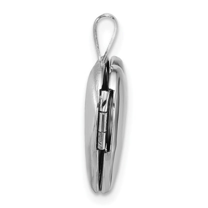 Sterling Silver Rh-Pl Brushed and Polished 16mm Heart Locket