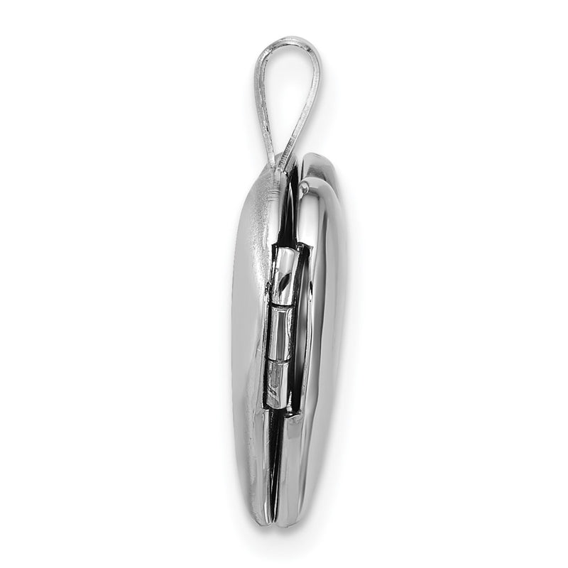 Sterling Silver Rh-Pl Brushed and Polished 16mm Heart Locket