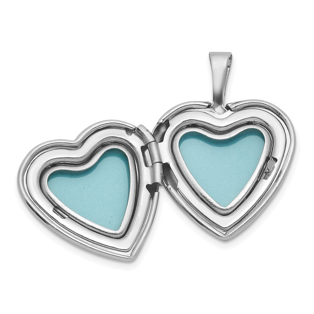 Sterling Silver Rh-Pl Brushed and Polished 16mm Heart Locket