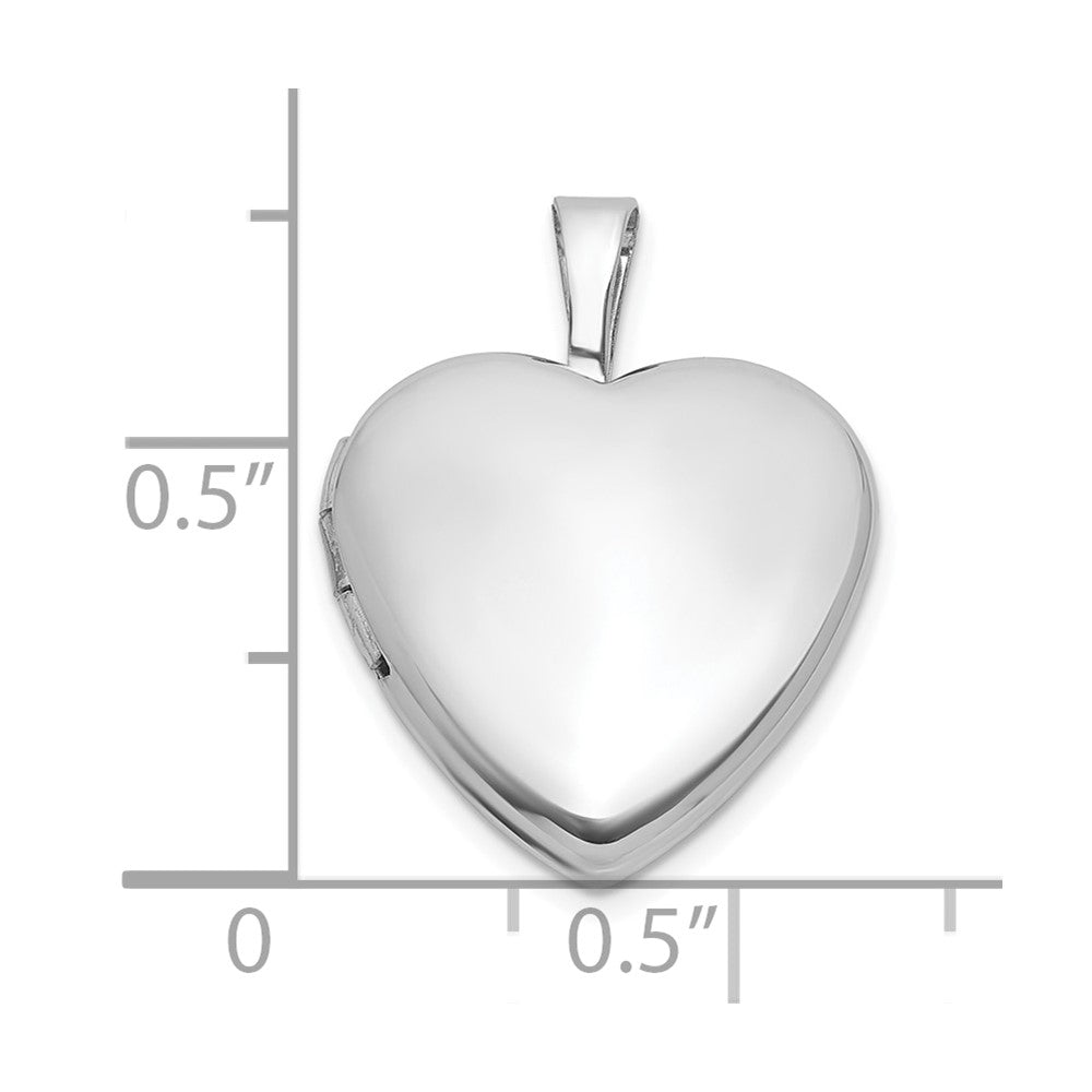 Sterling Silver Rh-Pl Brushed and Polished 16mm Heart Locket