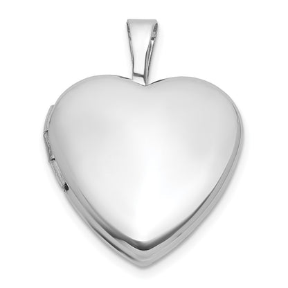 Sterling Silver Rh-Pl Brushed and Polished 16mm Heart Locket