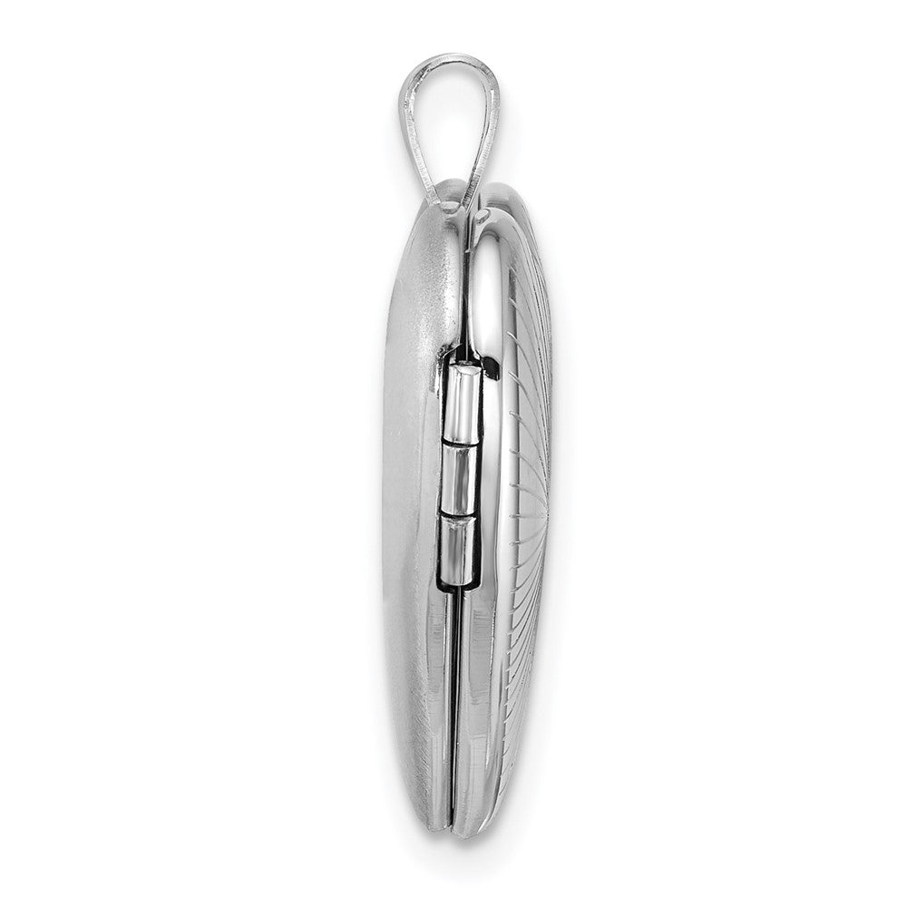 Sterling Silver Rh-Pl Brushed and Polished Patterned 20mm Heart Locket