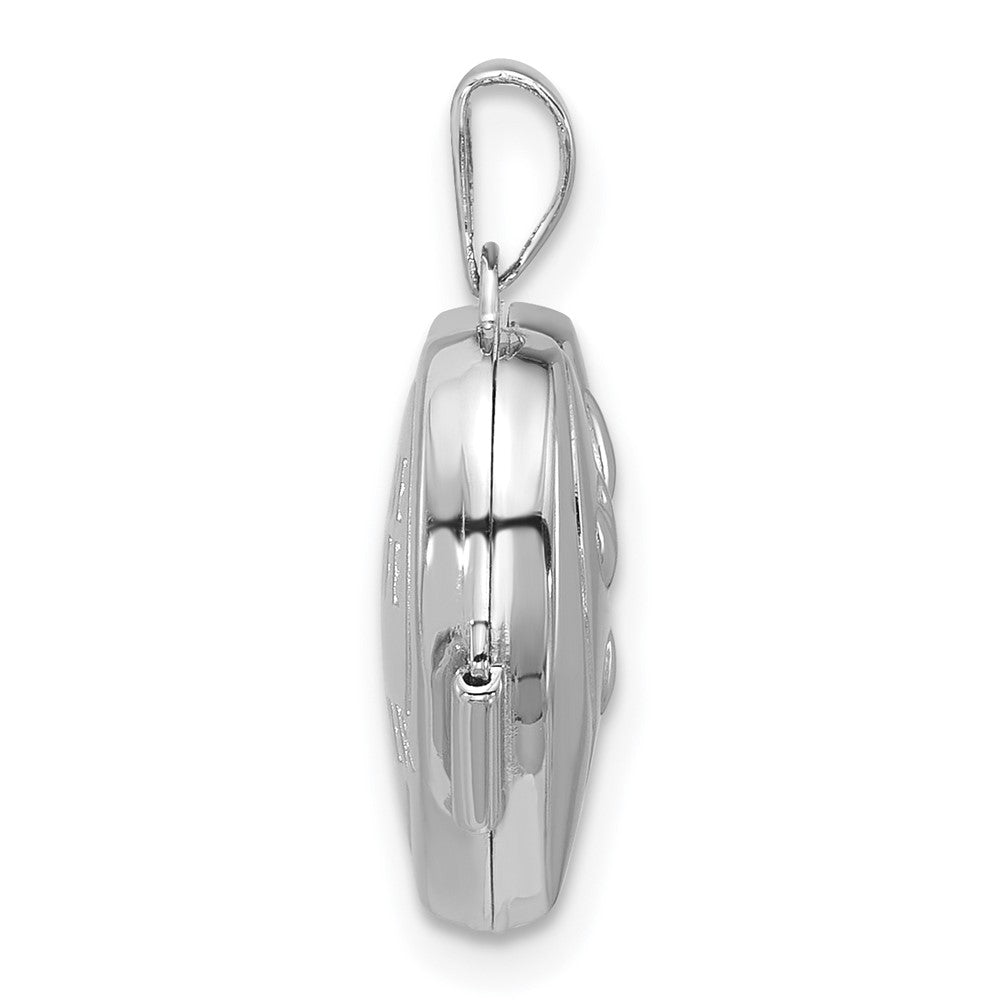 Sterling Silver Rhodium Plated My Love My Life My Forever 15mm Heart Locket