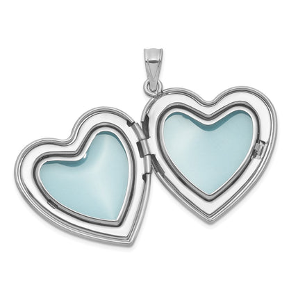 Sterling Silver Rh-Pl Brushed and Polished Butterfly 24mm Heart Locket