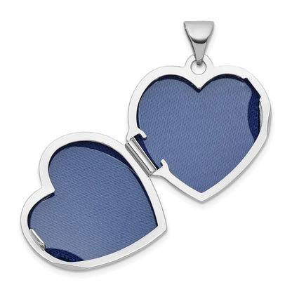 Sterling Silver Rhodium-Plated Lab Created Ruby 18mm Heart Locket