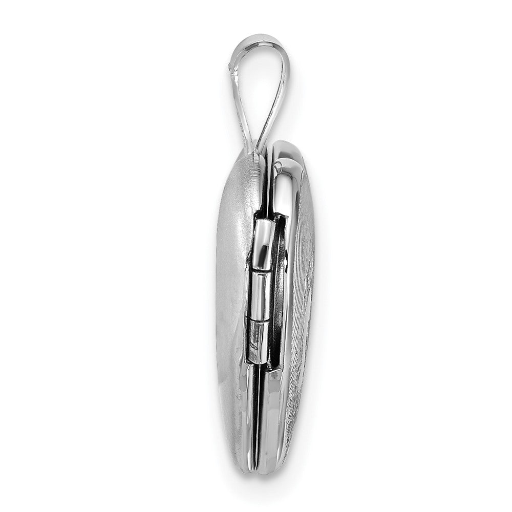 Sterling Silver Rh-Pl Brushed and Polished Footprints and Star 16mm Heart Locket