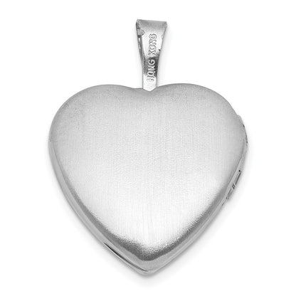 Sterling Silver Rh-Pl Brushed and Polished Footprints and Star 16mm Heart Locket