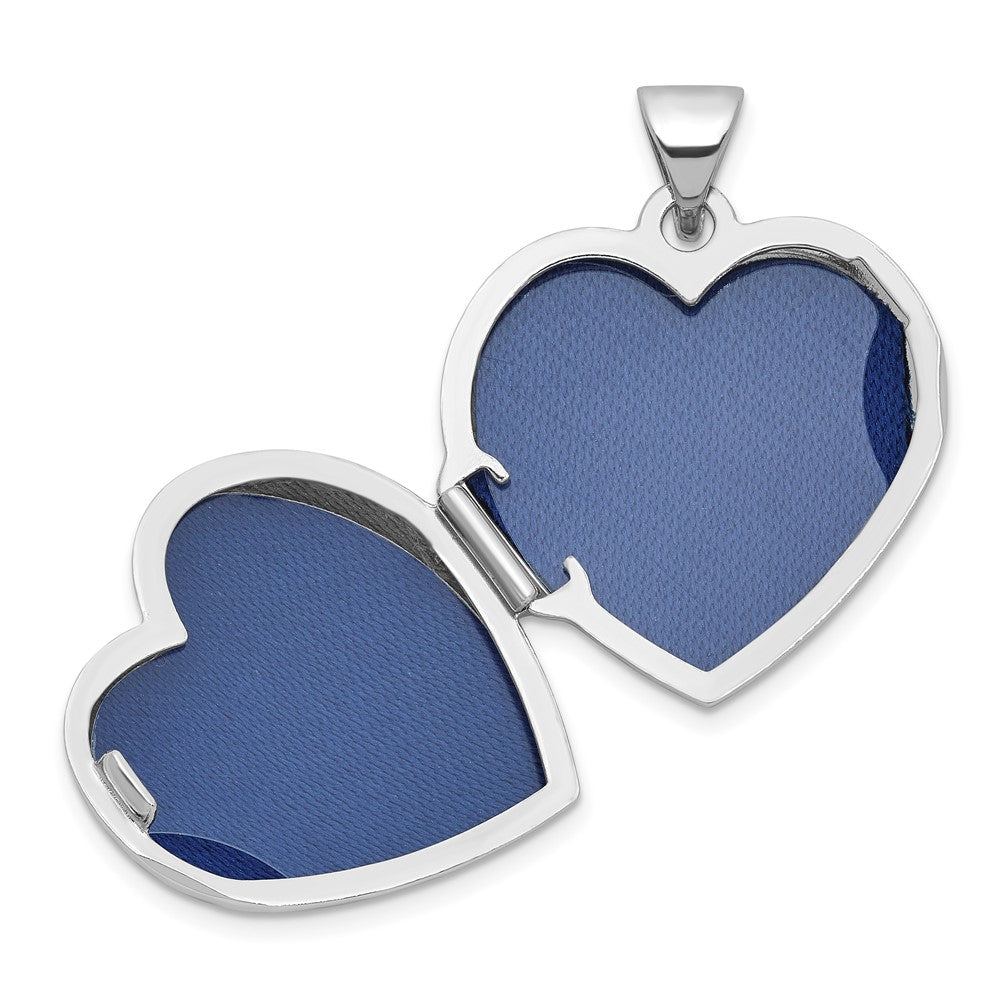 Sterling Silver Rhodium-Plated Polished Flower 18mm Heart Locket