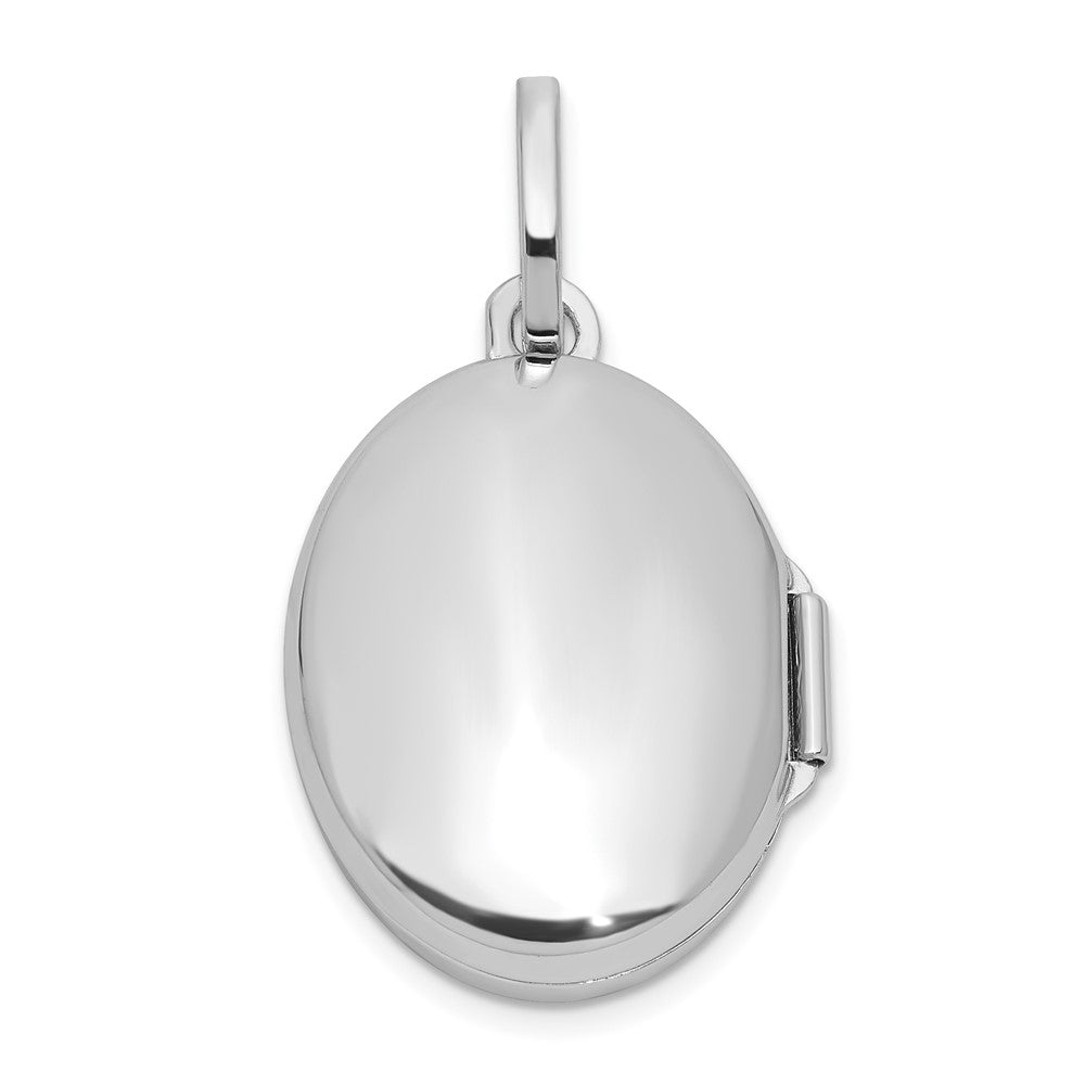 Sterling Silver Rhodium-Plated Malachite Polished 16.5mm Oval Locket