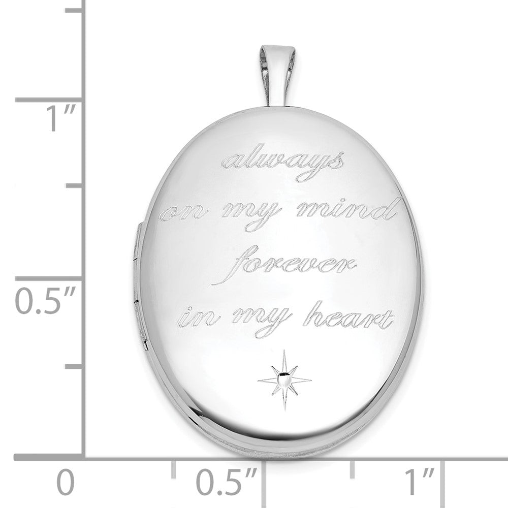 Sterling Silver Rh-Pl Brushed and Polished Always on My Mind... 26mm Oval Locket