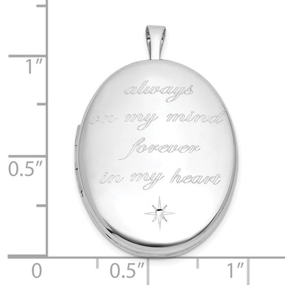 Sterling Silver Rh-Pl Brushed and Polished Always on My Mind... 26mm Oval Locket