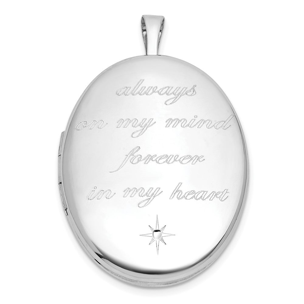 Sterling Silver Rh-Pl Brushed and Polished Always on My Mind... 26mm Oval Locket