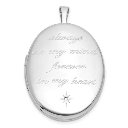 Sterling Silver Rh-Pl Brushed and Polished Always on My Mind... 26mm Oval Locket