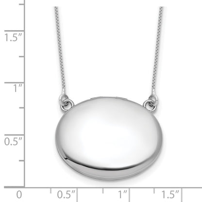 Sterling Silver Rh-Pl Brushed/polished 20mm Oval Locket w/2in Ext. Necklace