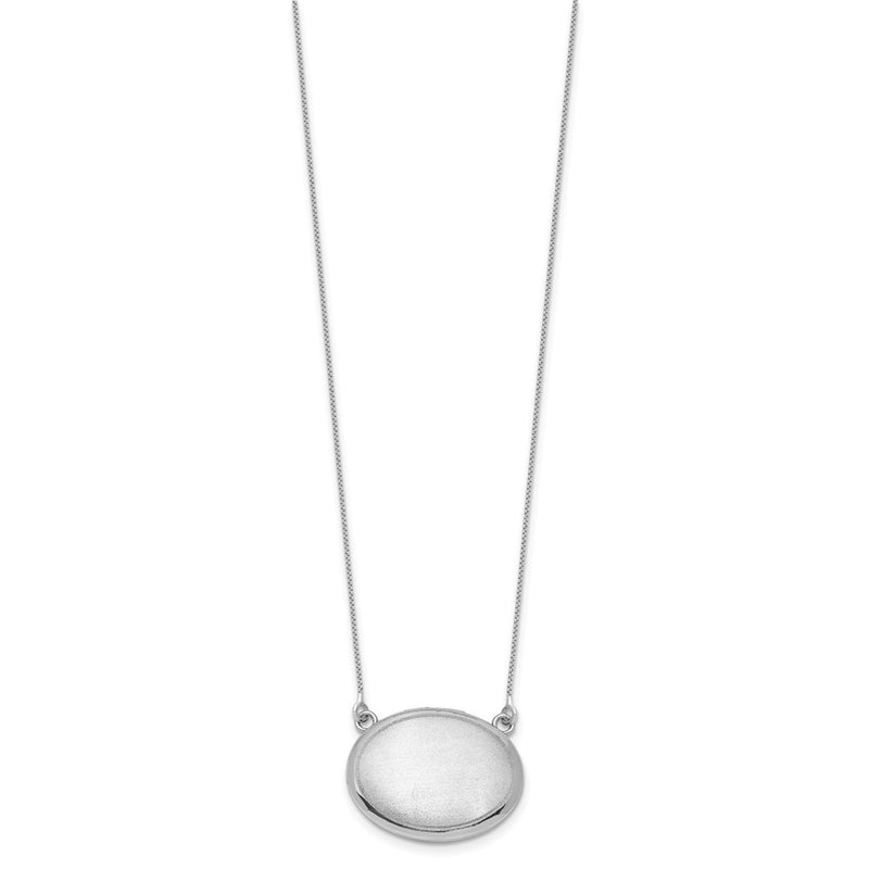 Sterling Silver Rh-Pl 20mm Oval Brushed Locket w/2 in Ext. Necklace
