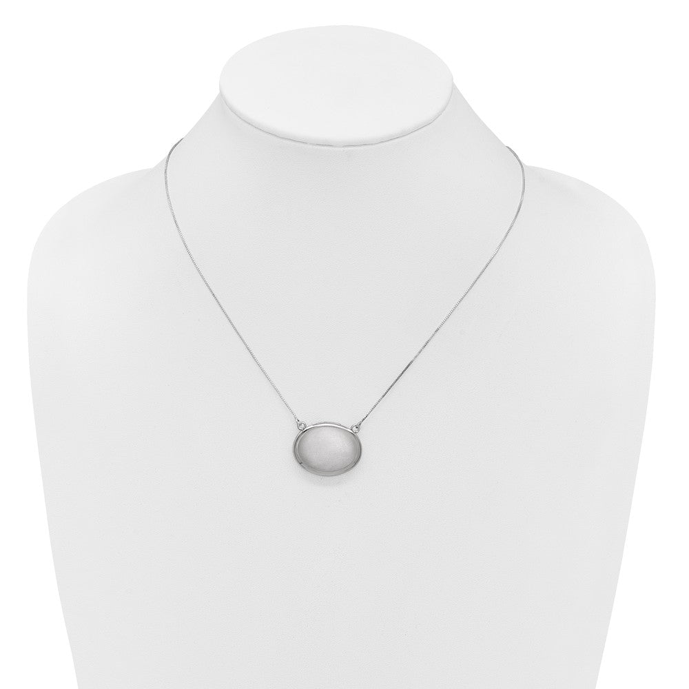 Sterling Silver Rh-Pl 20mm Oval Brushed Locket w/2 in Ext. Necklace
