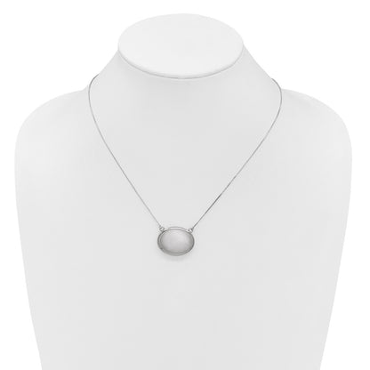 Sterling Silver Rh-Pl 20mm Oval Brushed Locket w/2 in Ext. Necklace