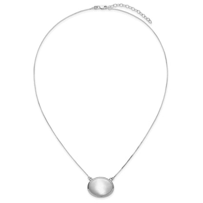 Sterling Silver Rh-Pl 20mm Oval Brushed Locket w/2 in Ext. Necklace