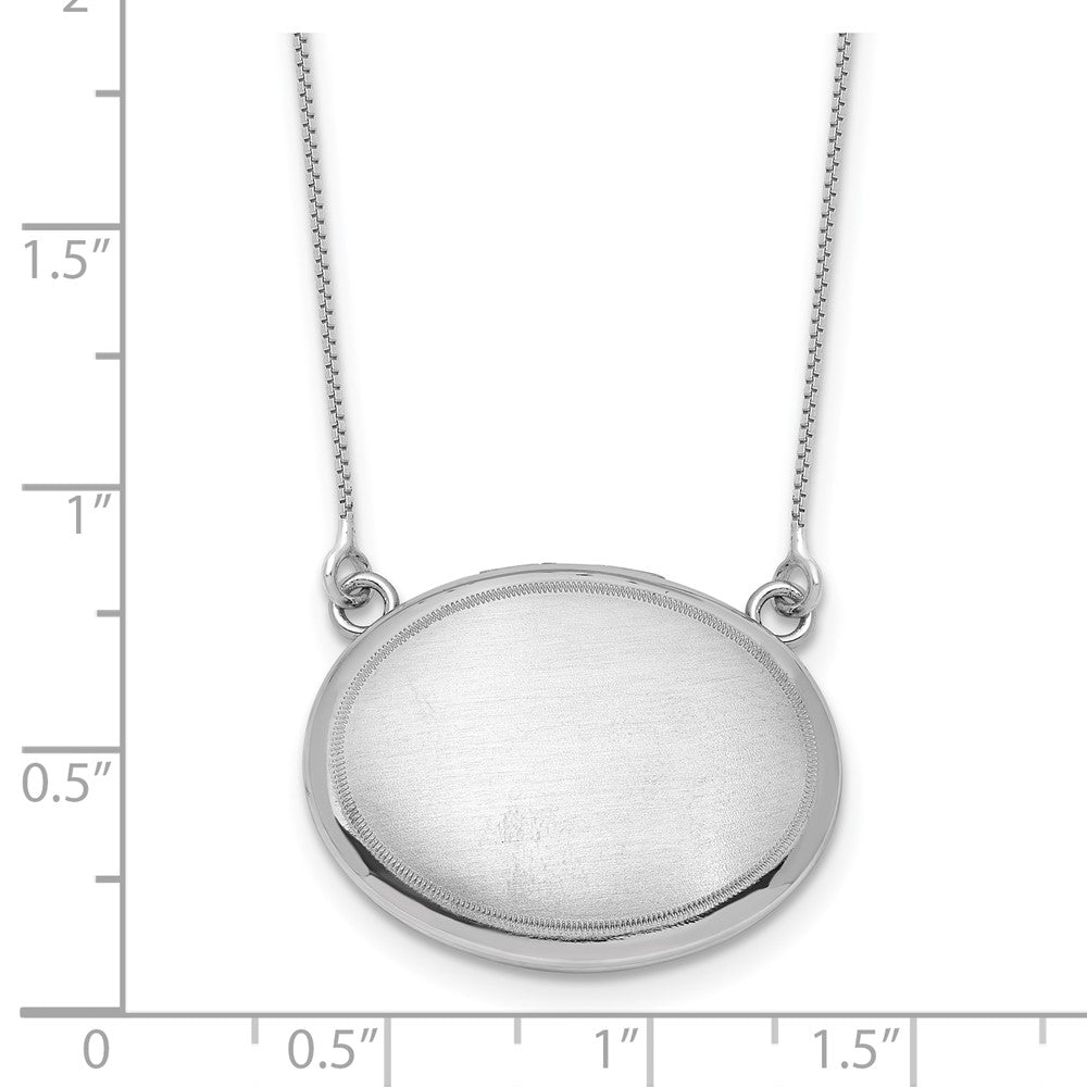 Sterling Silver Rh-Pl 20mm Oval Brushed Locket w/2 in Ext. Necklace