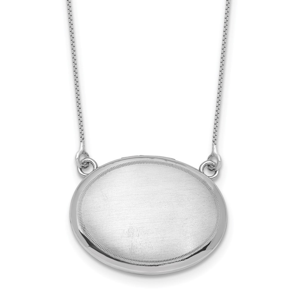 Sterling Silver Rh-Pl 20mm Oval Brushed Locket w/2 in Ext. Necklace