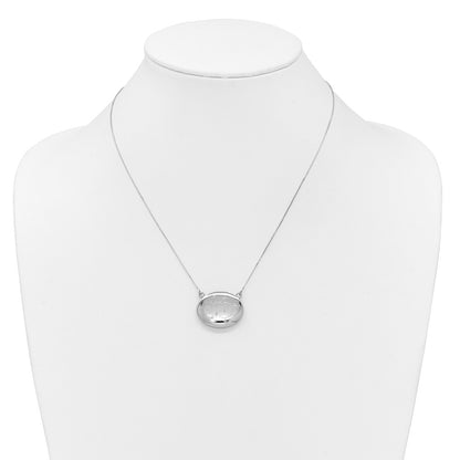 Sterling Silver Rh-Pl 20mm Oval Love You to the Moon.. Locket w/2 in Ext. Necklace