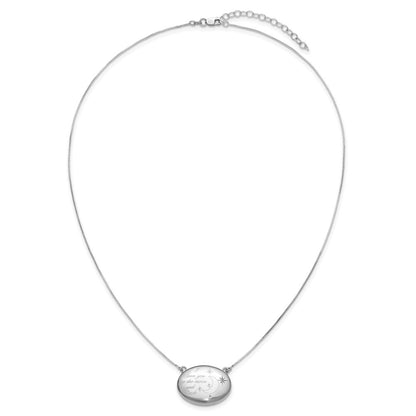 Sterling Silver Rh-Pl 20mm Oval Love You to the Moon.. Locket w/2 in Ext. Necklace