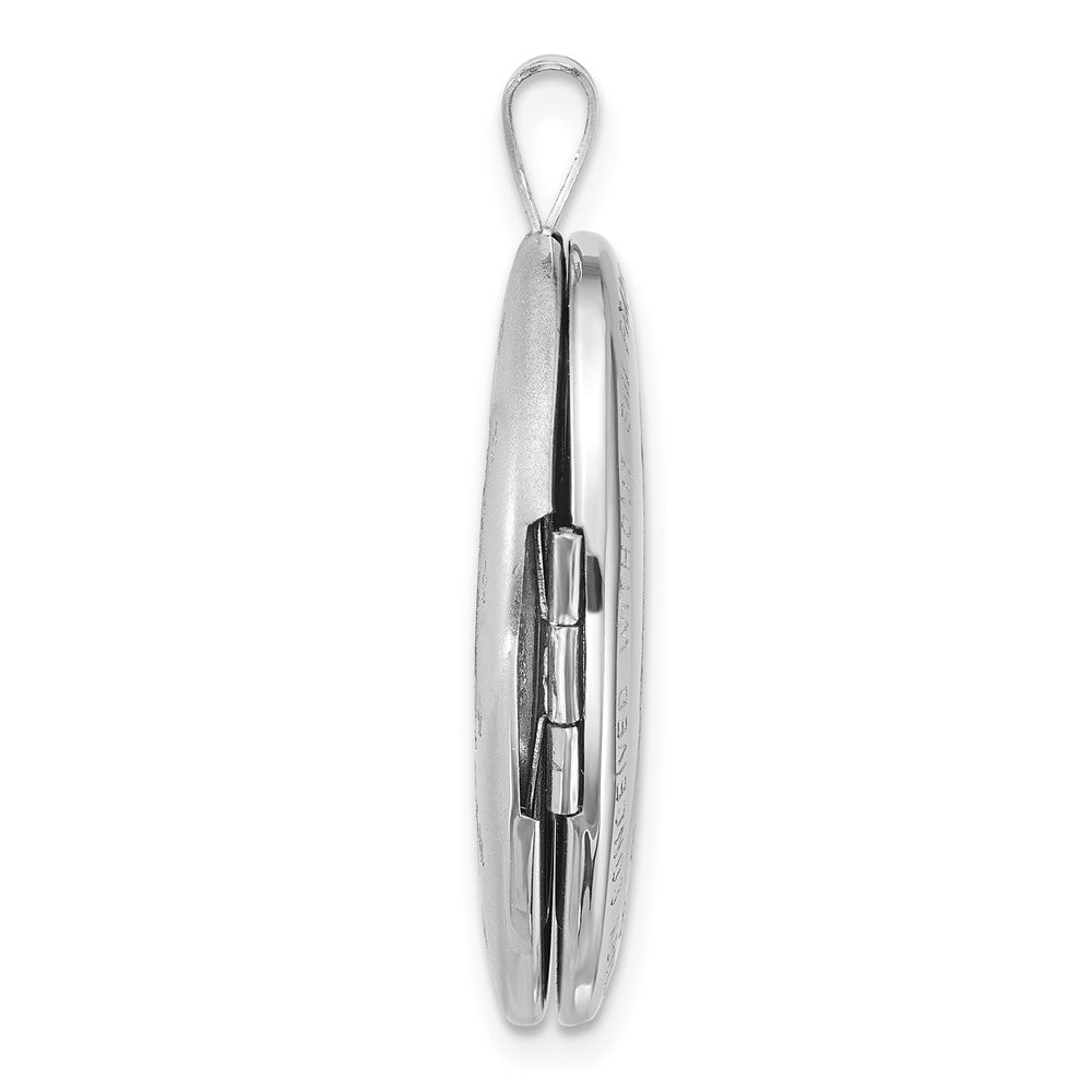 Sterling Silver Rh-Pl Brushed and Polished Miraculous Medal 20mm Oval Locket