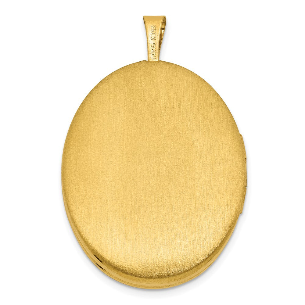 Sterling Silver Gold-Plated Brushed and Polished Dolphin 20mm Oval Locket
